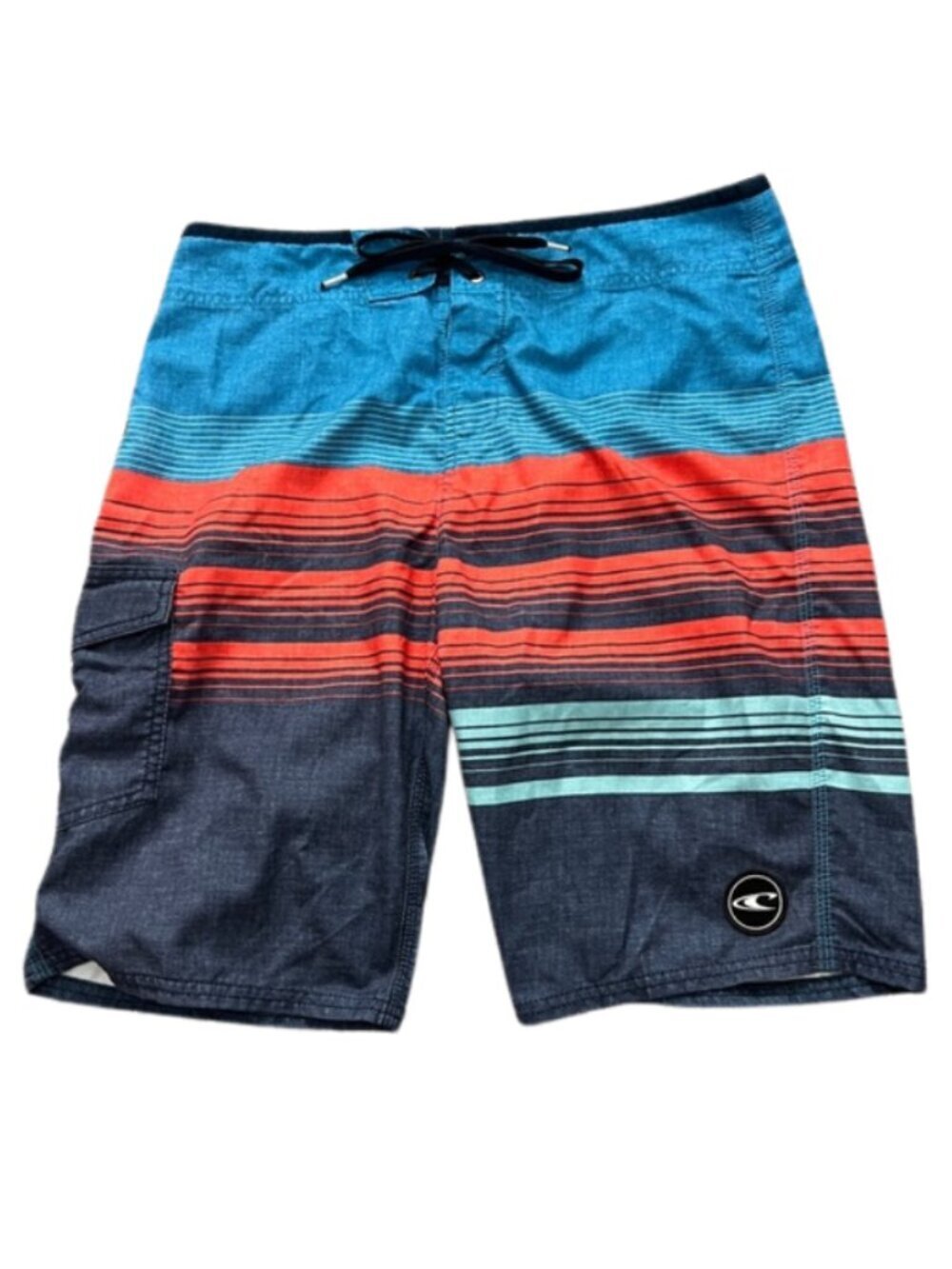 O’Neill Men's Lennox Blue & Orange Striped Boardshorts Swim Trunks - Size 31